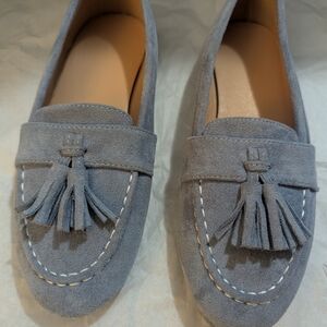 Gray Suede Tassel Loafers